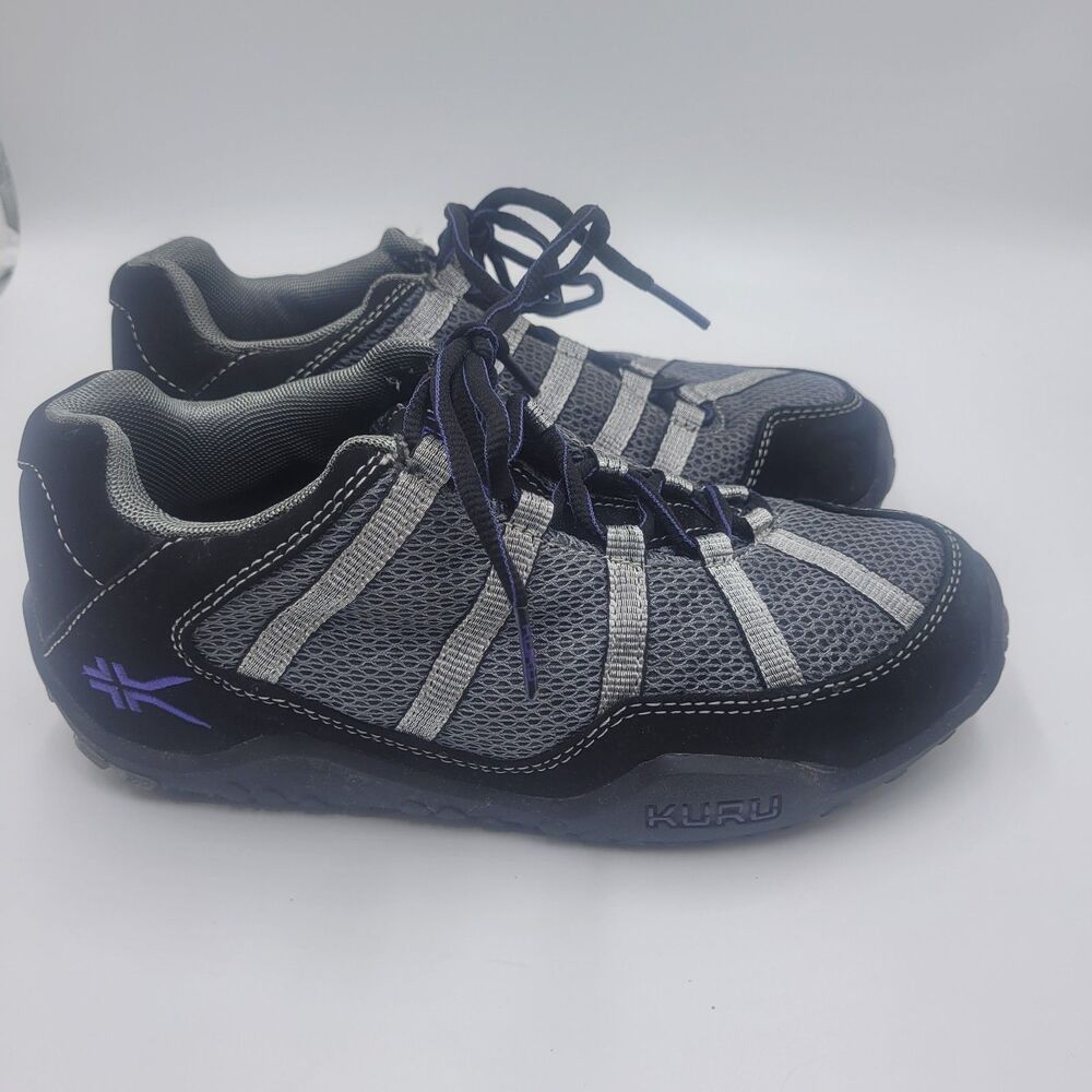 Kuru Chicane Walking Trail Sneakers Shoes Women Size 6.5 Black Silver Orthopedic
